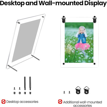 Thyle 8 Pcs Acrylic Photo Frame 8.5 x 11'' Clear Floating Picture Frame Certificate Document Poster Award Diploma Display Tabletop or Hanging Wall Mount Gift for Christmas Team Employee Family(Black)
