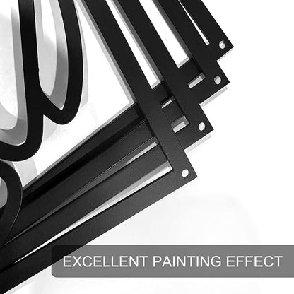 Glamativity Large 4 Pack Black Abstract Metal Wall Art, Minimalist Décor Single Line Art Wall Décor, 3D Textured Metal Wall Sculptures, for Living Room Bedroom Bathroom Study Room (Black, L Size 22.5