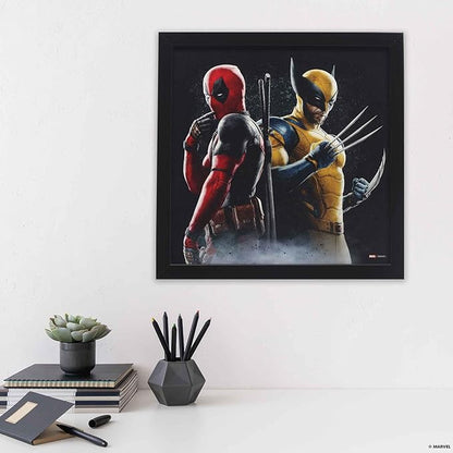 Marvel Deadpool and Wolverine Back to Back Framed Wood Wall Decor - Striking Deadpool Wall Art for Home