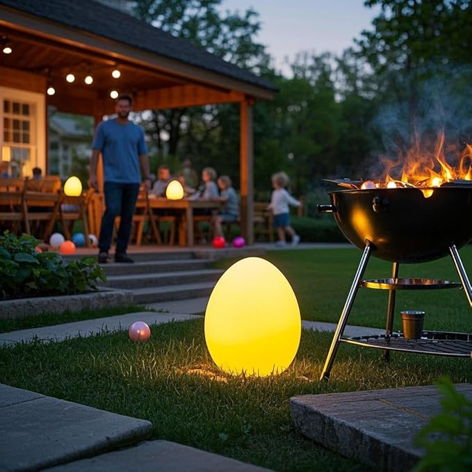 Mr.Go 11-Inch LED Egg Lamp with Remote - Color-Changing, Cordless, Waterproof, Rechargeable Night Light Mood Lighting - 16 RGB Colors, 4 Modes, Dimmable - Great as Table Centerpiece or Room Decoration