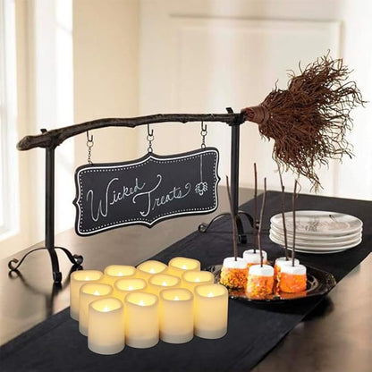 Outdoor Waterproof Flameless Votive Candles with Timer, Battery Operated LED Tealight Flickering Candles Warm Light Set of 12 Wedding Party Decor Plastic Candle(1.5 x 2 Inches)