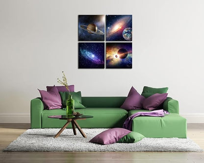 Wieco Art Star Sky Space Canvas Paintings Wall Art Large Modern 4 Piece Universal Magic Power Astronomy Pictures Artwork Stretched and Framed Giclee Canvas Prints for Living Room Home Decor