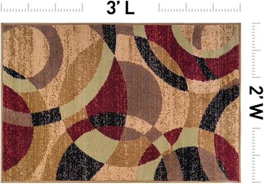 Rugshop Contemporary Abstract Circles Perfect for high Traffic Areas of Your Living Room,Bedroom,Home Office,Kitchen Easy Cleaning Area Rug 2' x 3' Multi