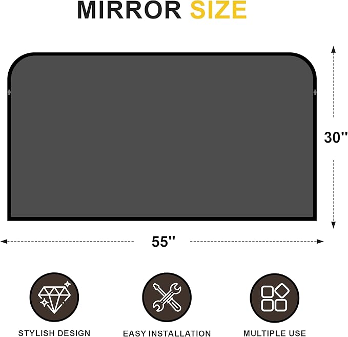 Bathroom Vanity Mirror for Wall, 55" x 30" Black Metal Framed Bathroom Mirror for Over Sink, Living Room, Bedroom, Entryway, Mantel, Fireplace Decor