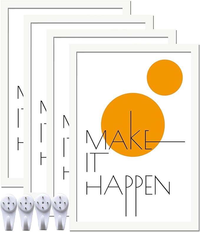 13x19 Picture Frame Set of 4, White 13 x 19 Frame High Transparent Wall Gallery Poster Canvas Photo Frames for 13 by 19 inches