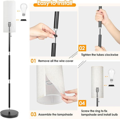 Coucrek Floor Lamp for Living Room, 3 Color Temperature Modern Standing Lamps, Minimalist Floor Lights for Bedroom, Office, Reading, White