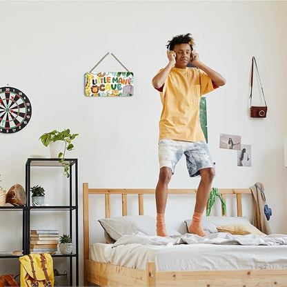 Little Man Cave Sign for Boys Jungle Animal Wooden Door Sign Wall Decor Woodland Nursery Baby Room Decor Rustic Wooden Hanging Sign Wall Hanging Bedroom Toddler Boy Room Gamer Room Decor for Boys