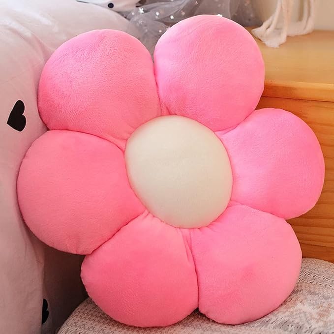 lannery Flower Plush Throw Pillows, Flower Floor Pillow Seating Cushion Toy for Reading, Room, Watching TV (25.6", Pink-1)