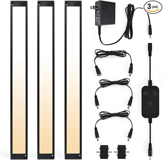 3pack 12inch Dimmable LED Under Cabinet Light Kit, 2700K to 6000K Smart LED Under Counter Lighting Fixture, Compatible with Alexa, Google Assistant, for Kitchen, Pantry, Shelf (Black)