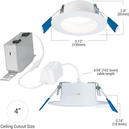HALO 4 inch Smart Wi-Fi Recessed Canless LED Downlight 4-Pack, Connected by WiZ Pro with SpaceSense Motion Detection, Tunable White, 16M+ Colors WiZ App Control, Wet Rated, Dimmable - RLWZC409-4PK