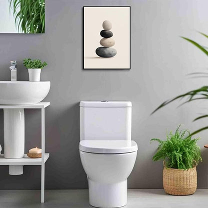 The Balanced Stone Canvas Wall Art Prints Posters Painting Framed Artwork Black White Wall Decor Modern Minimalist Zen Abstract Style Living Room Bedroom Kitchen Dining Office Home Gifts 12x16 Inches