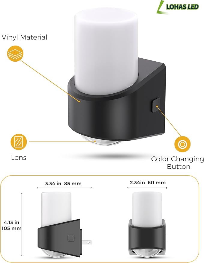 L LOHAS LED Projector Night Light Plug in Night Lights Plug into Wall with Dusk to Dawn Sensor, 8 RGB Color and Dynamic Mode, 2 Pack