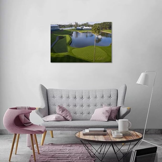 Florida Golf Course Wall Art for Living Room Bedroom Bathroom Home Decorations Golf Wall Decor Paintings TPC Sawgrass Golf Course Picture Poster Canvas Prints Framed Ready to Hang(18''H x 24''W)