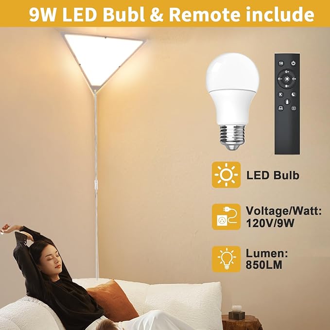 Corner Light with Switch, Ceiling Corner Lights for Living Room, Plug in Ceiling Light for Dark Area, Lamp for Bedroom, Kids Room, Triangle Shape, White, Bulb Include (1 Pack)