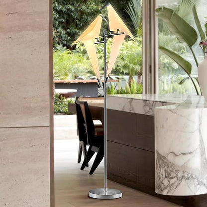 Modern Bird Floor Lamp, Silver Crane Bird Swing Floor Light Fixtures for Bedroom Dining Living Room