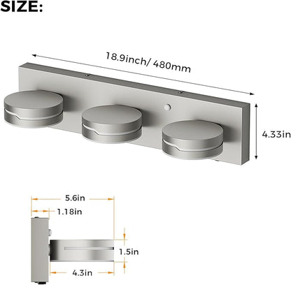 Vanity Lights for Bathroom, Motion Sensor 3 CCT Dimmable Bathroom Light Fixtures Over Mirror, 18.9in 18W 3-Light LED Modern Acrylic Wall Sconce Makeup Lighting, 350° Rotatable, Hardwired