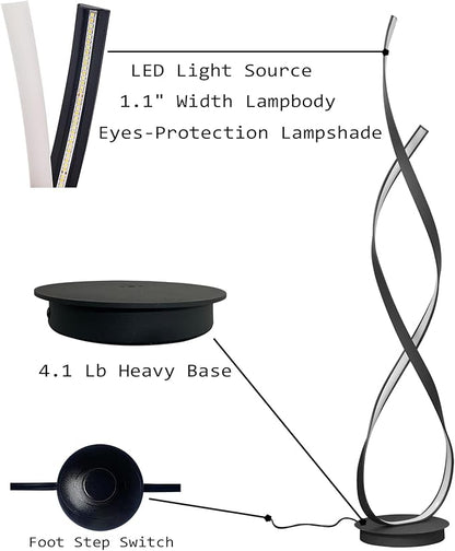 40W 4000LM 54.3 inches Black Floor Lamp for Living Room Bedroom with 3 Color Temperature Remote Control (Black)