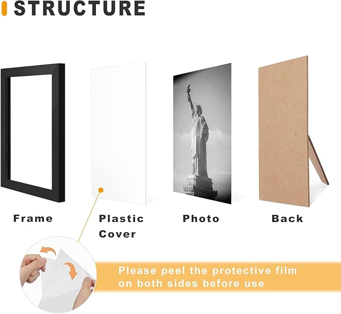 A ART·ZONE Black Picture Frames - A4-4 Pack Photo & Poster Frame Set for Wall Decor & Tabletop Display, Minimalist Black Frame Collection