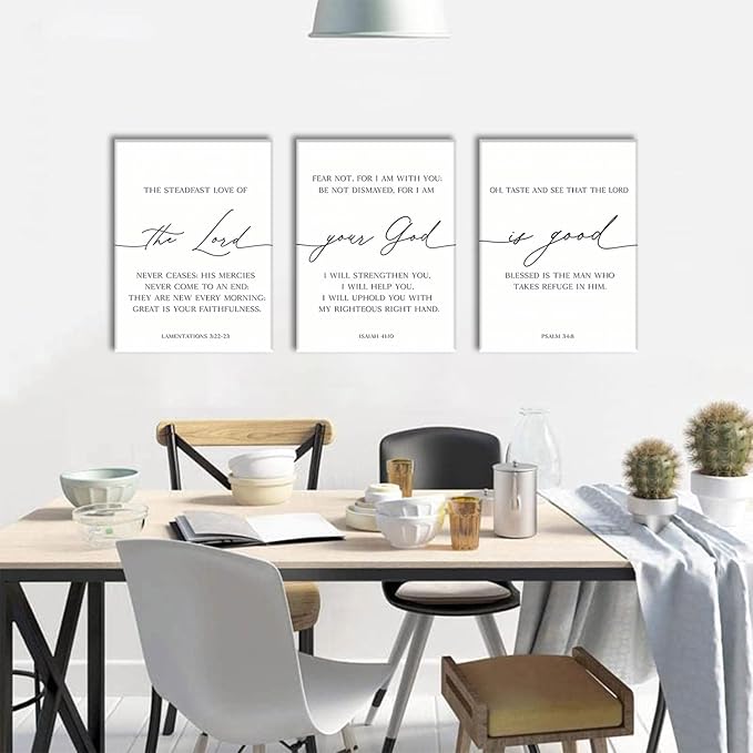 AOYUSMO 3 Piece Scripture Christian Canvas Wall Art Bible Verse Jesus Wall Art Bible Quotes Church Decor Lamentations Isaiah Psalm Art Prints for Living Room Bedroom Office 16"x24"