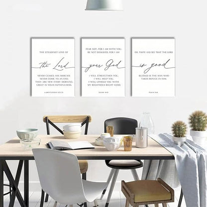 AOYUSMO 3 Piece Scripture Christian Canvas Wall Art Bible Verse Jesus Wall Art Bible Quotes Church Decor Lamentations Isaiah Psalm Art Prints for Living Room Bedroom Office 12"x16"