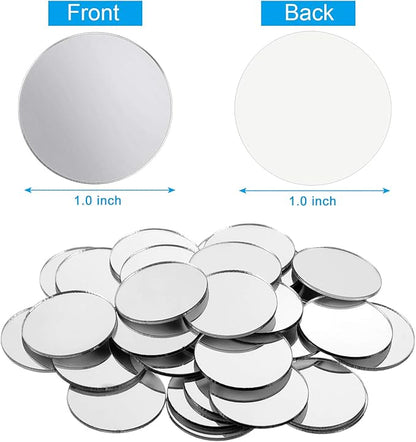 Blulu 100 Pieces Small Round Mirrors for Crafts Adhesive Round Bulk Mirror Tiny Circles Craft Acrylic Tiles for DIY Projects, Wall, Table & Art Decor Essentials (1 Inch)