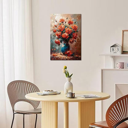 Wall HDQ Abstract Rose Flowers Picture Artworks Painting Prints Modern Home Decor Framed Ready to Hang
