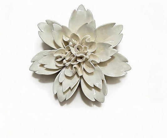 CEUYGT Ceramic Flowers 3D Wall Art Decor Handmade 3D Wall Art Hanging Sculpture for Living Room Bedroom White Peony 3.54"