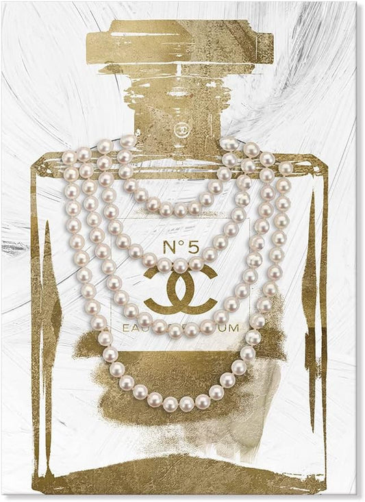 Vintage Perfume Bottle Canvas Wall Art Modern Luxury Posters Print Fashion Glam Poster Picture for Bedroom Make up Room Home Decor 24"x36"