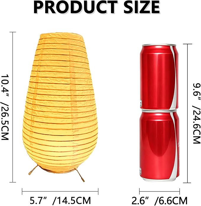 YY YEARCHY Cordless Paper Lamp Table Lamp Japanese Rice Paper Shade for Bedroom Livingroom (1, 10.43"x 5.71")