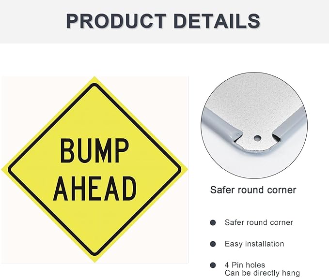 Bump Ahead Road Sign Yellow Metal Tin Sign 12 x 12 Inch