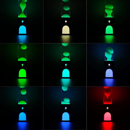 Lighthouse Liquid Motion Lamp, Decorative Night Light with Yellow Wax, 13-Color Changing, Safe Flameless Mood Lighting for Gift and Home Decor- White Base