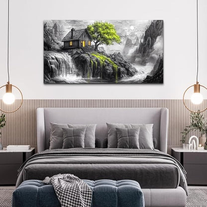 ERQINHUA Large Canvas Wall Art For Living Room Large Wall Decor For Bedroom Office Black And White Wall Painting Decor Green Tree Landscape Picture Artwork Modern Home Decor Ready To Hang 30"X60"