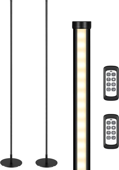 EDISHINE LED Corner Lamp, Set of 2 Minimalist Dimmable Tall Light with Remote, 57.5" Floor Lamps for Living Room, Bedroom, Home Office, 7 Color Temperature 2700-6000K (Black)
