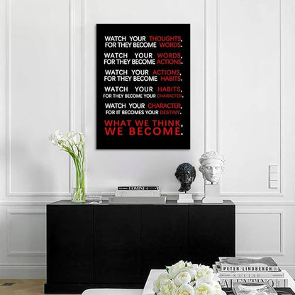 Inspirational Wall Art Motivational Classroom Posters Watch Your Thoughts Pictures Prints on Canvas Positive Entrepreneur Quotes Artwork Home Office Decor Stretched Framed Ready to Hang (18”Wx24”H)