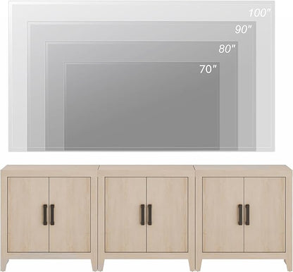 WAMPAT Farmhouse TV Stand for TVs up to 85 Inch, Rustic Wood Entertainment Center & Media Console with 6 Storage Doors, Accent Cabinet for Living Room, Hallway, Beige