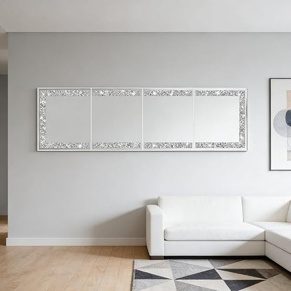 ZOLAPI Glamorous Crystal Crush Diamond Design – Adorned with Sparkling Crushed Diamond Trim Along the Edges, This Frameless Mirror adds a Touch of Luxury and Elegance to Any Space(11x14 inch 4pcs)