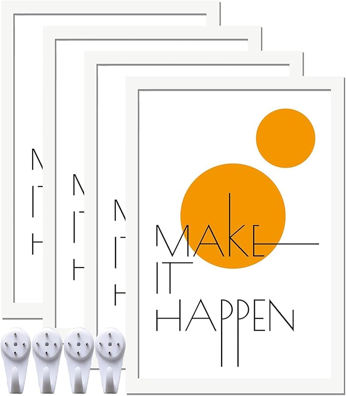 8x12 Picture Frame Set of 4, White 8 x 12 Frame High Transparent Wall Gallery Poster Canvas Photo Frames for 8 by 12 inches