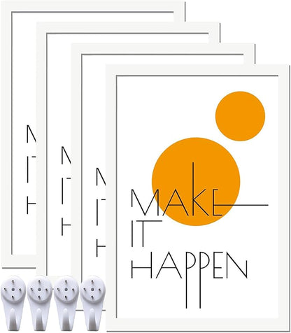 8x12 Picture Frame Set of 4, White 8 x 12 Frame High Transparent Wall Gallery Poster Canvas Photo Frames for 8 by 12 inches