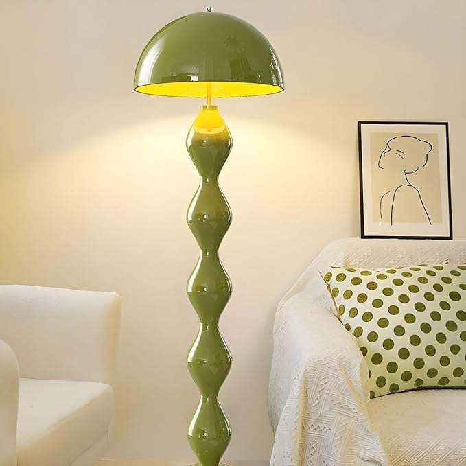 Modern Floor Lamp, Modern Standing Corner Lamp with Iron Lampshade, Tall Lamp Mid Century Standing Lamp with Foot Switch for Bedroom Reading Living Room (Red, Bulb Not Included)