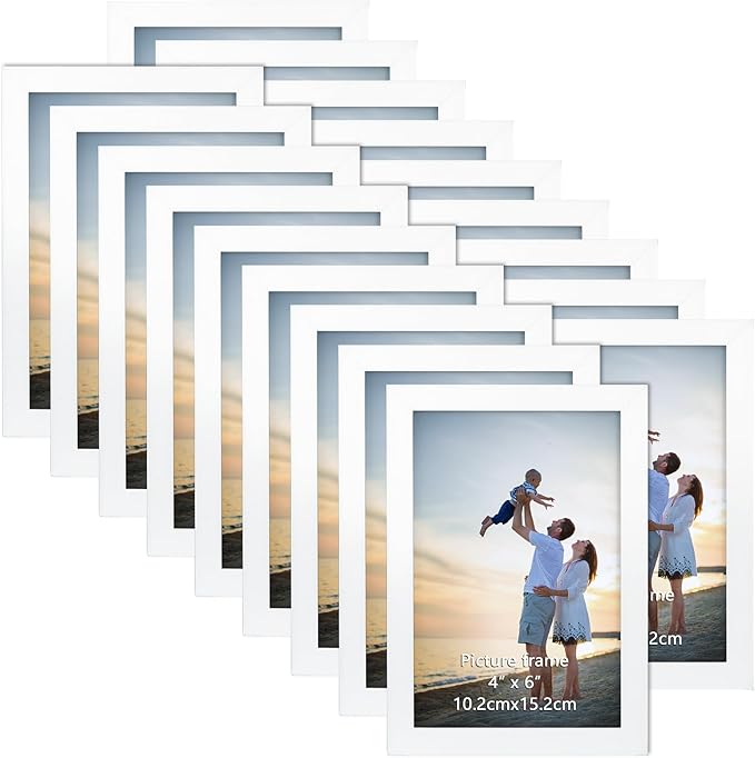 Hoikwo 18 Packs 4x6 White Multi Plastic Picture Frames Set with Plastic Cover for Family Photos, Artwork, Light Weight Bulk 4 by 6 Frames Pack for Wall Hanging and Table, Stylish Picture Frames