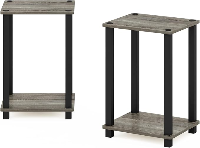 Furinno Simplistic End Table, 2-Pack, French Oak/Black