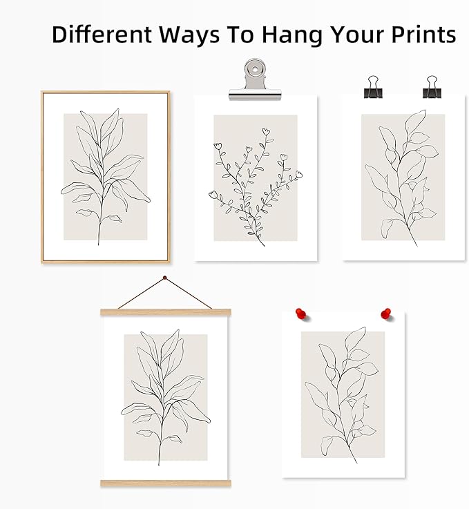 Neutral Botanical Prints Wall Art Decor Plant Minimalist Canvas Pictures Vintage Beige Wall Art Modern Farmhouse Line Poster Boho Abstract Painting Artwork for Bedroom 12x16 Inch Unframed Set of 3