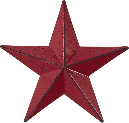 VHC Brands Patriotic Faceted Metal Star Burgundy Wall Hanging 4x4, Independence Day Decor, American Star Design, Distressed Appearance Metal Wall Hanging, Star Shape, Country, Burgundy