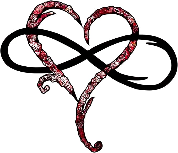 Infinity Heart Wall Decor, Unique Infinity Heart Metal Wall Art Decor Love Sign Steel Wall Plaques Bedroom Ornaments for Home Wedding Decor, Room Living Room Decoration (Red Black, 15.7x14inch)
