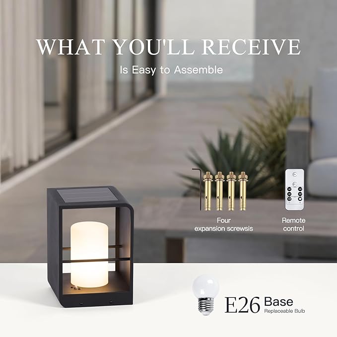 Solar Lanterns Outdoor Waterproof, Led Corner Floor Lamp Dimmable, Smart Outdoor Lantern, Remote Control Floor Lamp Modern Design, Patio Lantern with Warm White Lights for Table Porch Garden Yard