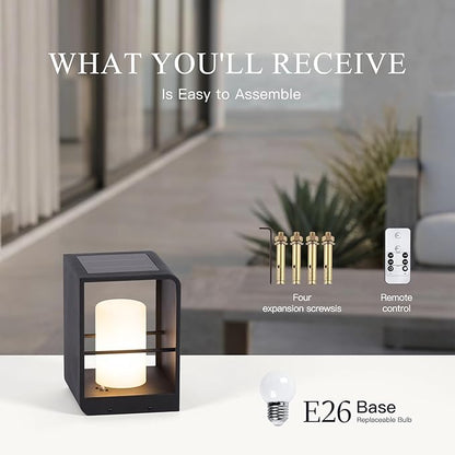 Solar Lanterns Outdoor Waterproof, Led Corner Floor Lamp Dimmable, Smart Outdoor Lantern, Remote Control Floor Lamp Modern Design, Patio Lantern with Warm White Lights for Table Porch Garden Yard