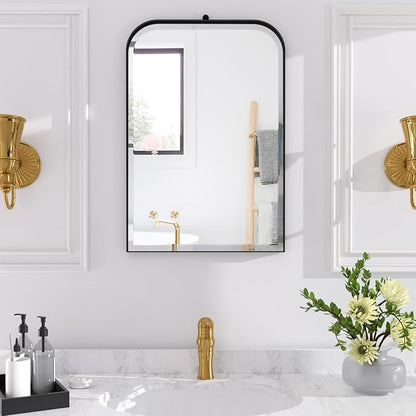 POZINO Bathroom Beveled Mirror, 20"x30" Rectangle Vanity Mirror for Over Sink, Modern Rounded Corner Oblong Mirrors, Aesthetic Wall Mirrors for Bedroom Living Room Entryway Fireplace
