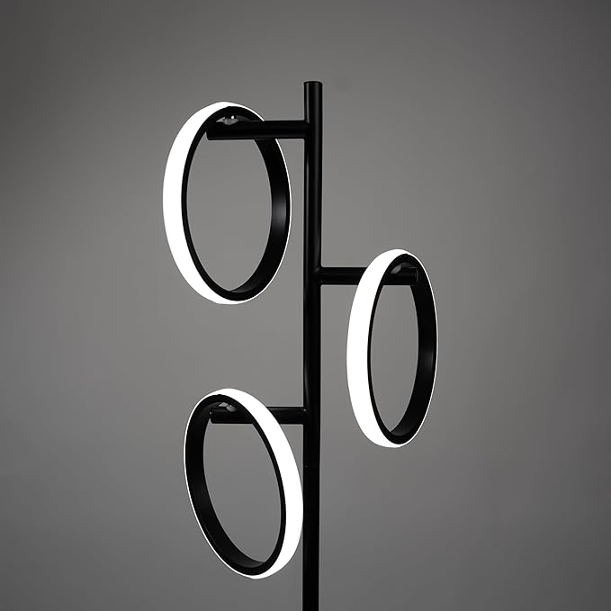 Ozarke Neo Modern Floor Lamp - Mid Century Minimalist Decor Stand Light for Living Room, Bedroom & Home Office, Dimmable Contemporary Tall Lighting with 3 LED Lights - Warm 27000K (Black)