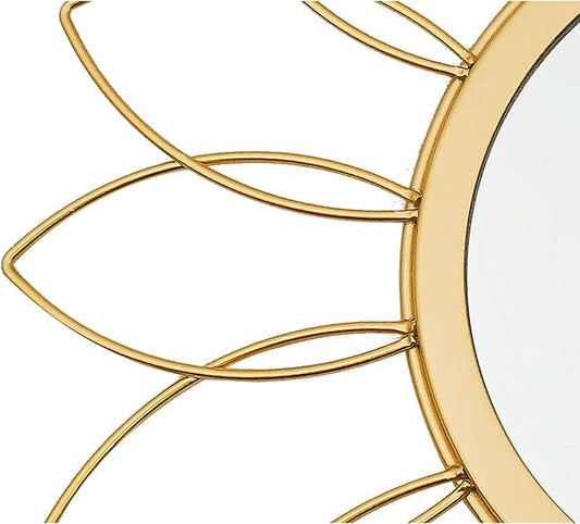 3 Pack Metal Mirrors for Wall Sunburst Wall Mirrors Home Décor Decorative Hanging Wall Art for Living Room Bedroom Entryway (Gold, Flowers)