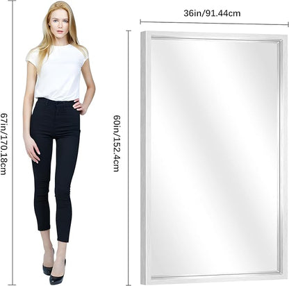 60x36 Inch Brushed Silver Bathroom Mirror, Large Rectangular Mirror for Wall, 0.6" Thickened Deep Frame Mirrors for Bathroom Sink, Shatterproof Tempered Glass, Antirust, Horizontally/Vertically